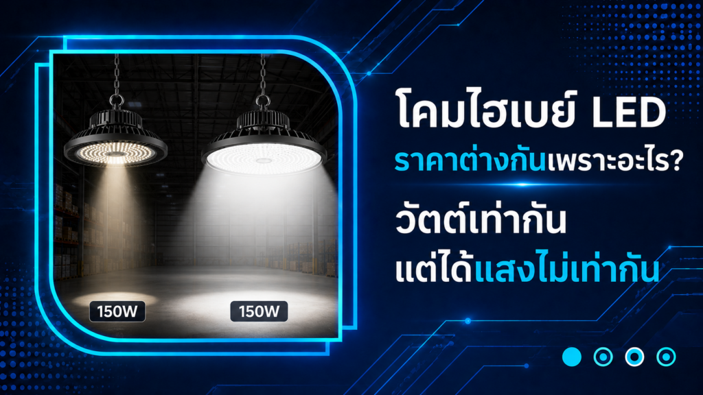 โคมไฮเบย์ LED ราคาต่างกันเพราะอะไร วัตต์เท่ากันแต่ได้แสงไม่เท่ากัน