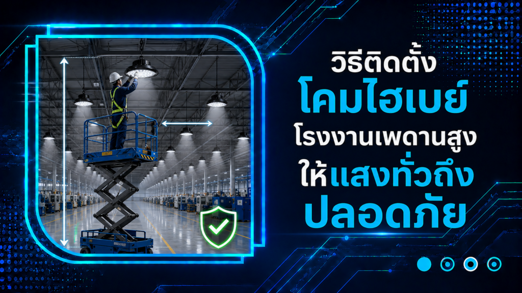 วิธีติดตั้งโคมไฮเบย์โรงงานเพดานสูง ให้แสงทั่วถึงปลอดภัย