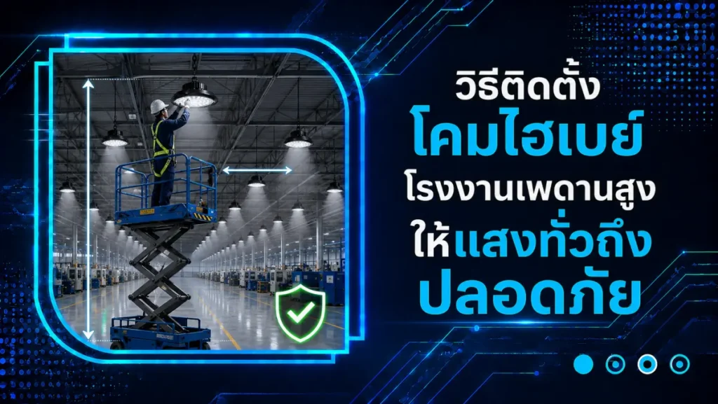 วิธีติดตั้งโคมไฮเบย์โรงงานเพดานสูง ให้แสงทั่วถึงปลอดภัย